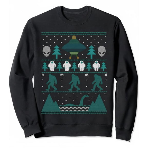 Sci Fi Bigfoot Aliens Yeti Ugly Christmas Sweater Design SWEATSHIRT All Size S-5XL