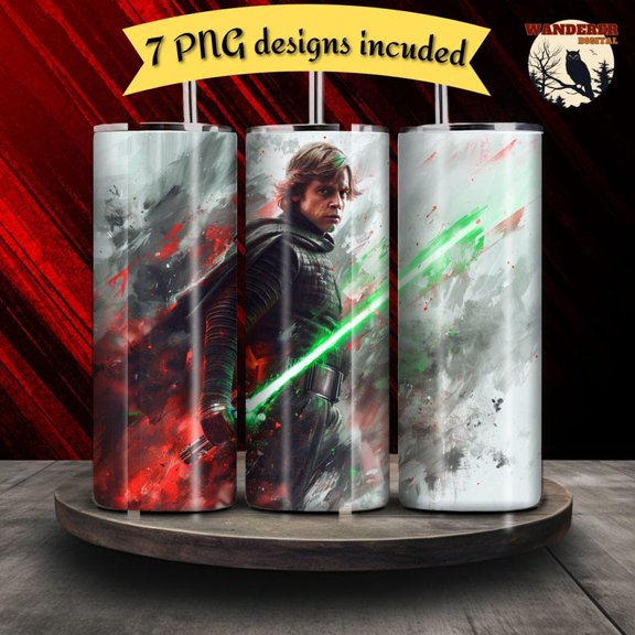 Sci-Fi Character 20oz Skinny Straight/Tapered Wrap, The Force Tumbler Design - Space Movie Art