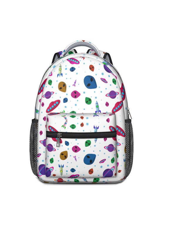Sci-Fi Lovers Backpack - Ergonomic Waterproof Design with Spacious Compartments, Alien & Space Theme for College Students
