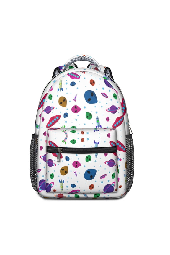 Sci-Fi Lovers Backpack - Ergonomic Waterproof Design with Spacious Compartments, Alien & Space Theme for College Students