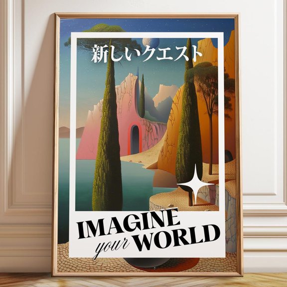 Sci-Fi Nature Wall Art - Imagine Your World Surreal Landscape Art Print Japanese Fantasy Art Poster