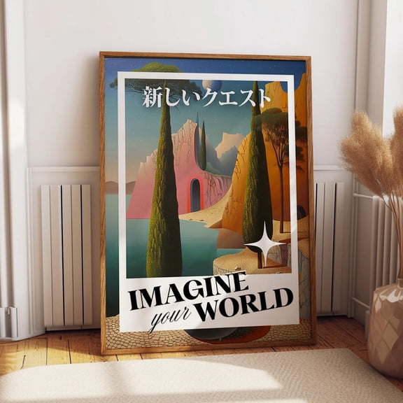 Sci-Fi Nature Wall Art - Imagine Your World Surreal Landscape Print – Japanese Fantasy Art Poster Wall Art, Modern Wall Decor, 8x12 UNFRAMED
