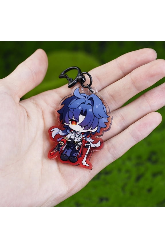 Sci-Fi RPG Space Train Blade Glitter Acrylic Keychain Chibi Game Accessory Gift
