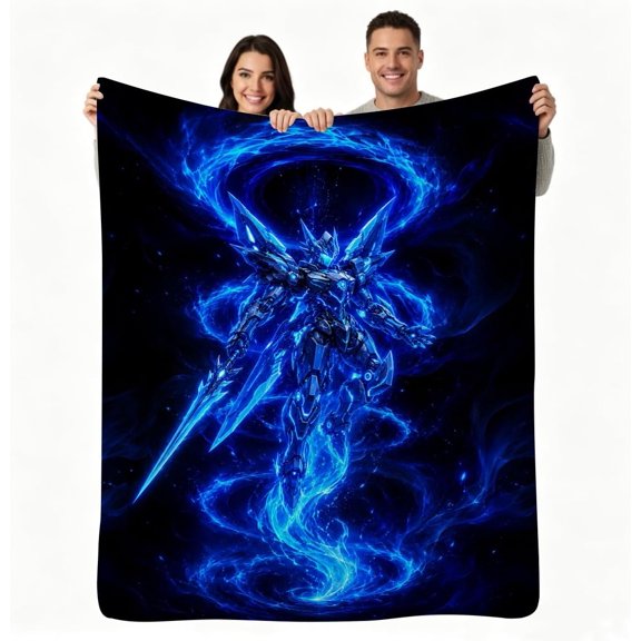 Sci-Fi Robot Art Soft Throw Blanket, Cozy Fleece Blanket 30" x 40"