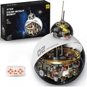 Sci-Fi Robot Building Set, Programmable Rolling Sphere Robot with Remote Control, STEM Building Kit Futuristic Collectible Display Model