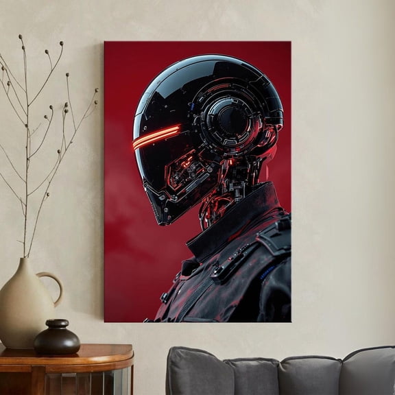 Sci Fi Robot Cyberpunk AI Poster, Unframed Canvas 16x20in