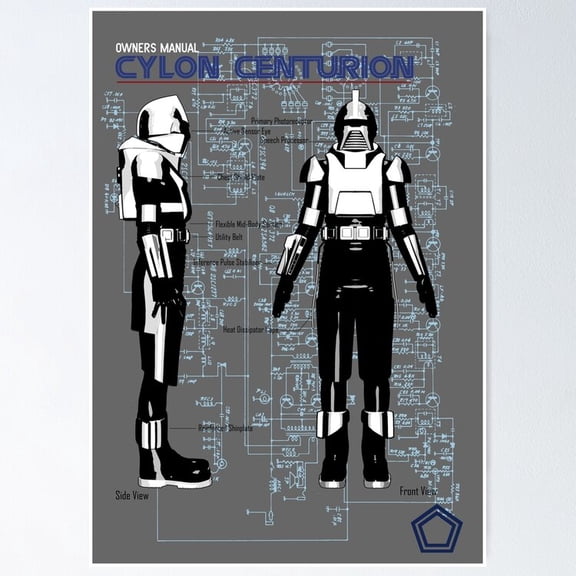 Sci Fi Robot Technical Diagram Wall Art Geek Room Decor, Unframed Canvas