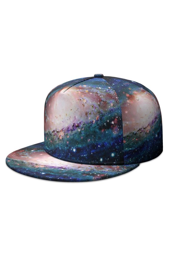 Sci-Fi Snapback Hat – Cosmic Starry Night Design, Adjustable Flat Visor Cap for Men Women, Casual Daily Wear