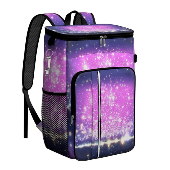 Sci-Fi Space Backpack Cooler, Insulated Leakproof Lunch Bag with Celestial Moon and Stars, Nebula and Rocket Design for Space Geek Adventures