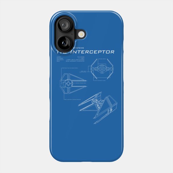 Sci Fi Space Fighter Blueprint Art Protective Phone Case for iPhone 11-17