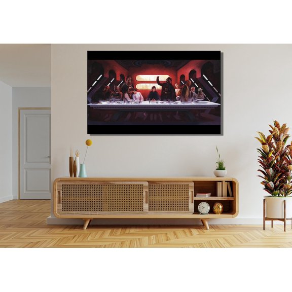 Sci Fi Space Opera Alliance Secret Meeting Dining Scene Wall Art, Stretched Canvas