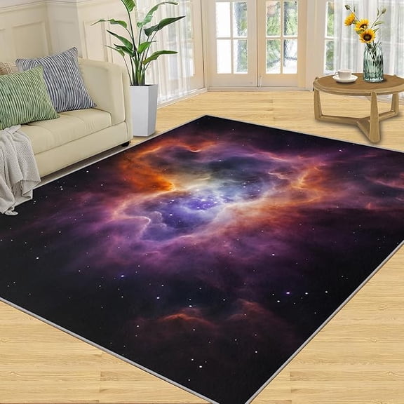 Sci-Fi Star Cloud Area Rug, Outer Space Starry Sky Rugs for Bedroom Colorful Star Nebula Galaxy Rug, Washable Non Slip Indoor Floor Carpet & Home Decor 5 x 8ft