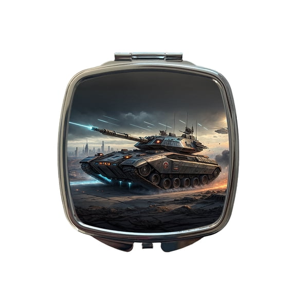 Sci-Fi Tank In Battle Travel Makeup Handbag Purse Small Pocket Compact Mirror