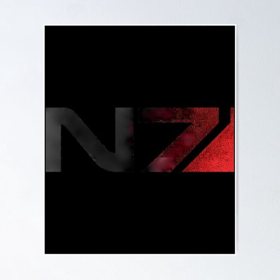 Sci-Fi Video Game Mass Effect N7 Distressed Emblem Uniform Graphic Art, Unframed Poster