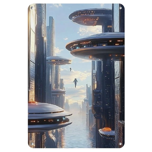 Sci-Fi War Iron Wall Art - 8x12" Metal Sign for Bars, Clubs, Cafes, Homes & Offices, for Winter