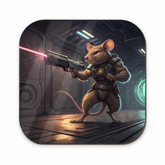 Sci-fi Action Hero Mouse With Laser Gun Fridge Refrigerator Magnet