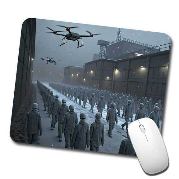 Sci-fi Futuristic Dystopian Society of Mindless Drones Mouse Pad Low Profile Gaming Mat