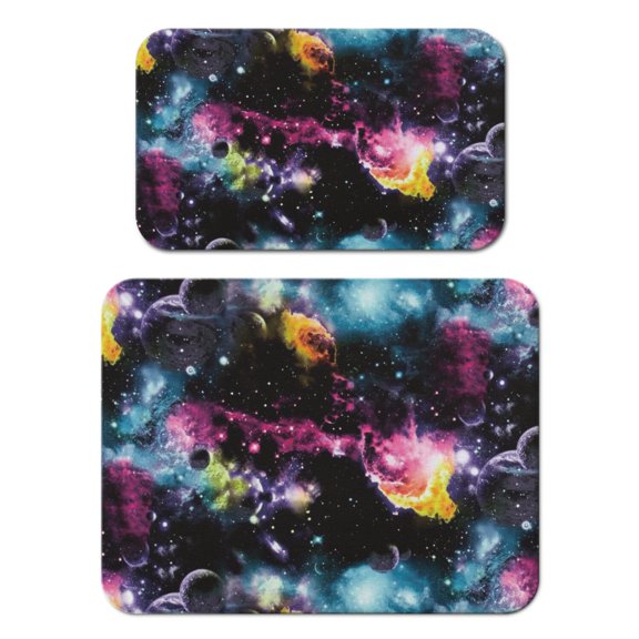 Sci-fi Lovers Dish Drying Mat, Space Geek Rocket Starry Night Sky Absorbent Kitchen Mat