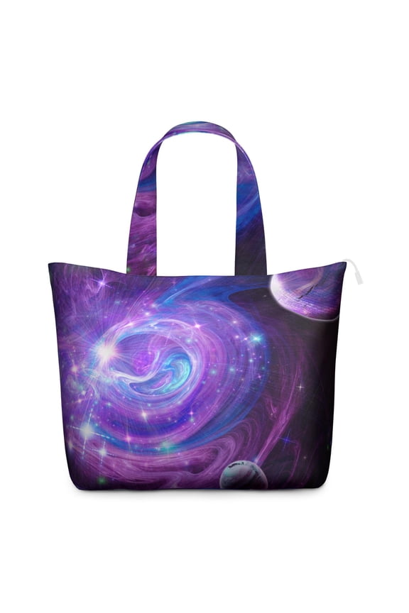 Sci-fi Lovers Weekender Bag Featuring Nebula Cosmic Alien Artwork Lightweight Travel Tote with Multiple Compartments for Camping Weekend Trips