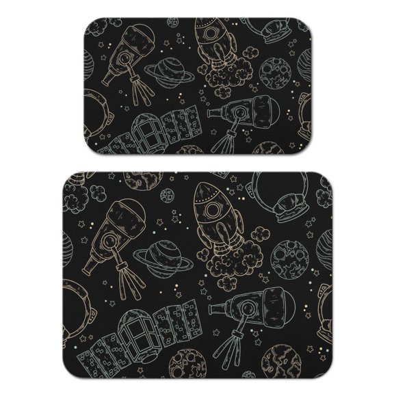 Sci-fi Lovers and Galaxy Dish Drying Mat, Astronaut Planet Star Absorbent Kitchen Mat
