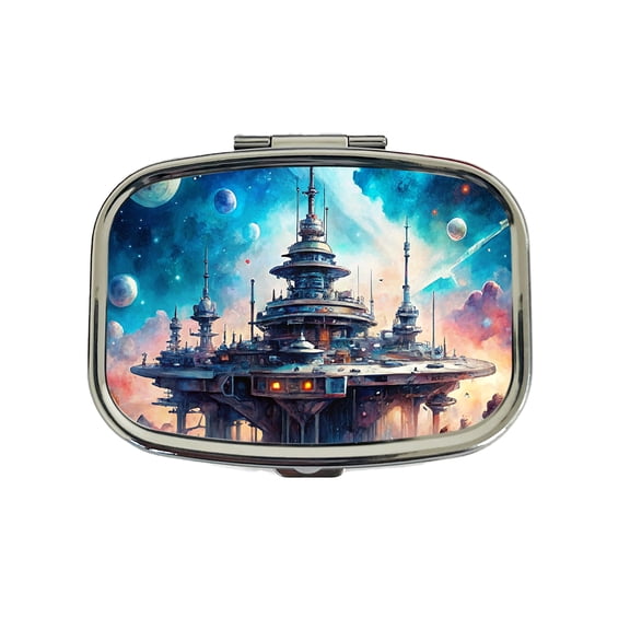 Sci-fi Military Space Station Small Travel Handbag Pill Box Case