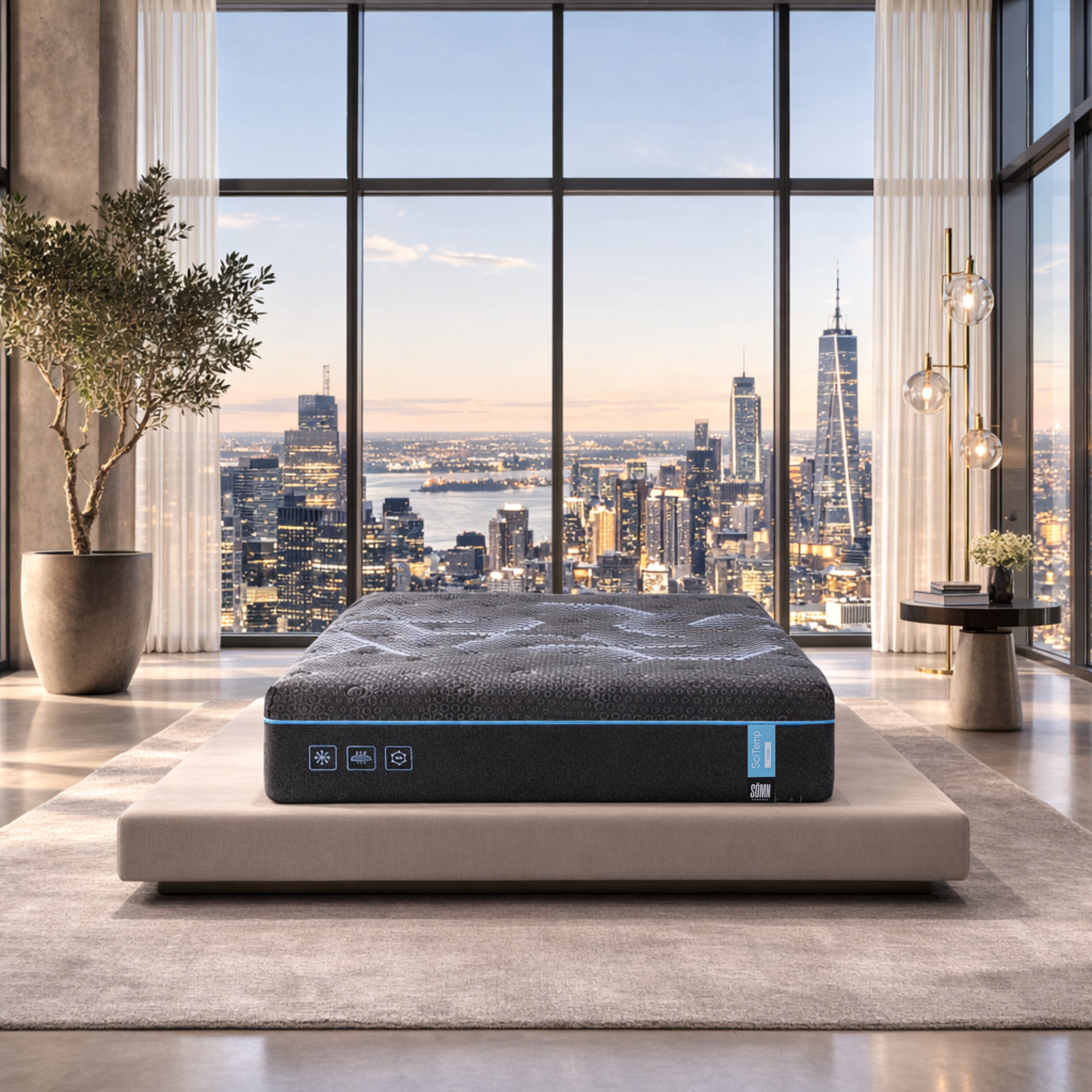 SciTemp by Somn Company 7-Piece Sleep Solution 14" Graphene + IceTech Cooling Memory Foam Mattress, Twin.