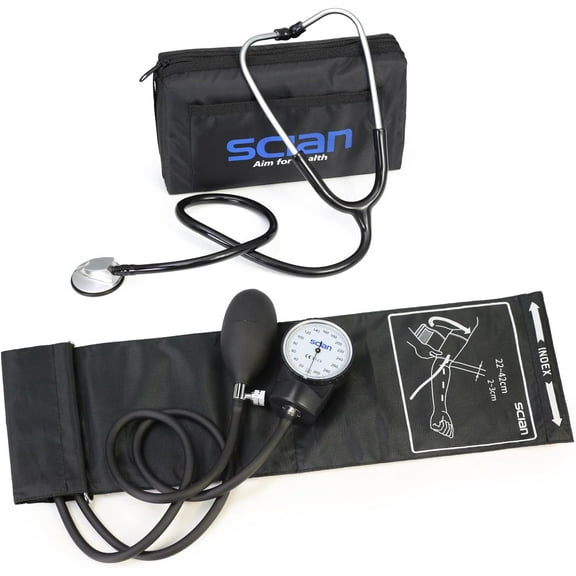 Scian Aneroid Sphygmomanometer  Manual Blood Pressure Cuff with D-Ring Universal Cuff 10-16" Carrying Bag for Nurse Doctor Senior Adult Black