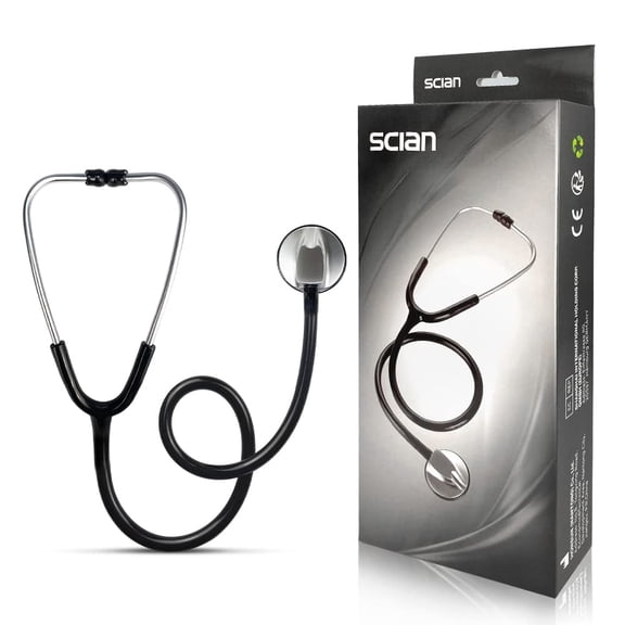 SCIan Stethoscope - Classic Single Head Cardiology for Medical and Clinical Use, Lightweight Silver Chestpiece Suitable for Nurse Men Women Pediatric Infant