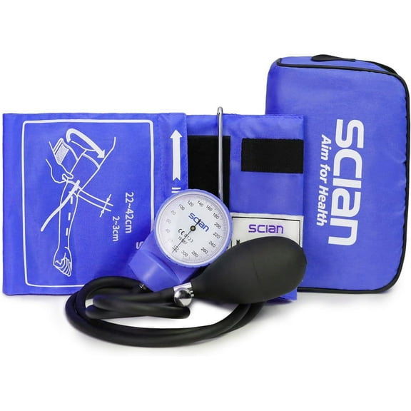 Scian Sphygmomanometer - Blood Pressure Cuff Manual with D-Ring Universal Cuff 10-16", Come with Carrying Bag for Nurse Doctor Senior Adult(Blue, Stethoscope Not Included)