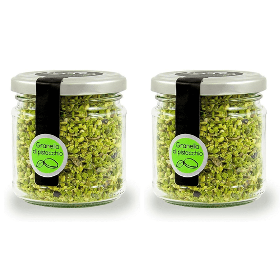Sciara Chopped Pistachios, 3.5 oz (100 g), Sicilian Unsalted Nuts from Bronte, Italy, Premium for Baking & Topping, pack of 2