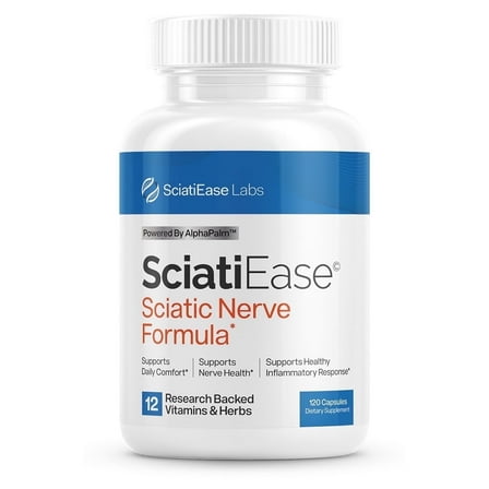 SciatiEase Sciatic Nerve Health Support - Supplement with AlphaPalm, Pea, Vitamin B Complex, Alpha Lipoic Acid 300mg - 120 Capsules - Nerve Support Formula