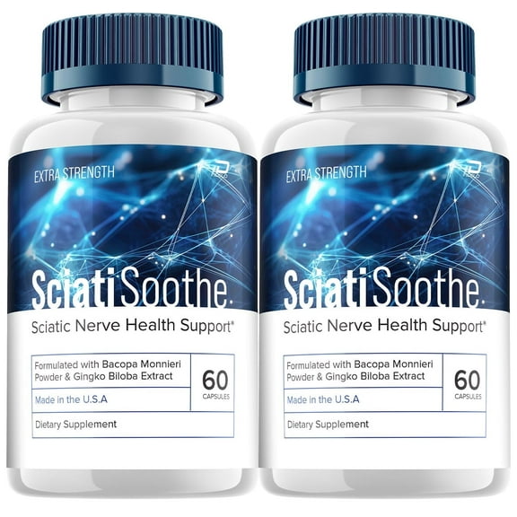 SciatiSoothe Brain Supplement - Sciati Soothe for Memory Formula, Cognitive Function, Focus, Reduce Negative Effects of Brain Fog, 2 Pack, 120 Capsules