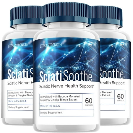 SciatiSoothe Brain Supplement - Sciati Soothe for Memory Formula, Cognitive Function, Focus, Reduce Negative Effects of Brain Fog, 3 Pack, 180 Capsules