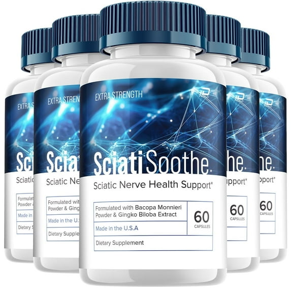 SciatiSoothe Brain Supplement - Sciati Soothe for Memory Formula, Cognitive Function, Focus, Reduce Negative Effects of Brain Fog, 5 Pack, 300 Capsules