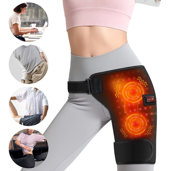 Sciatica Heating Pad with Massage, Thigh Heated Wrap with Red Light, Heating Pad for Buttock, Hip Heating Pad with 3 Heating & Massage Modes, 105pcs Light Beads, 51.2in Adjustable Strap