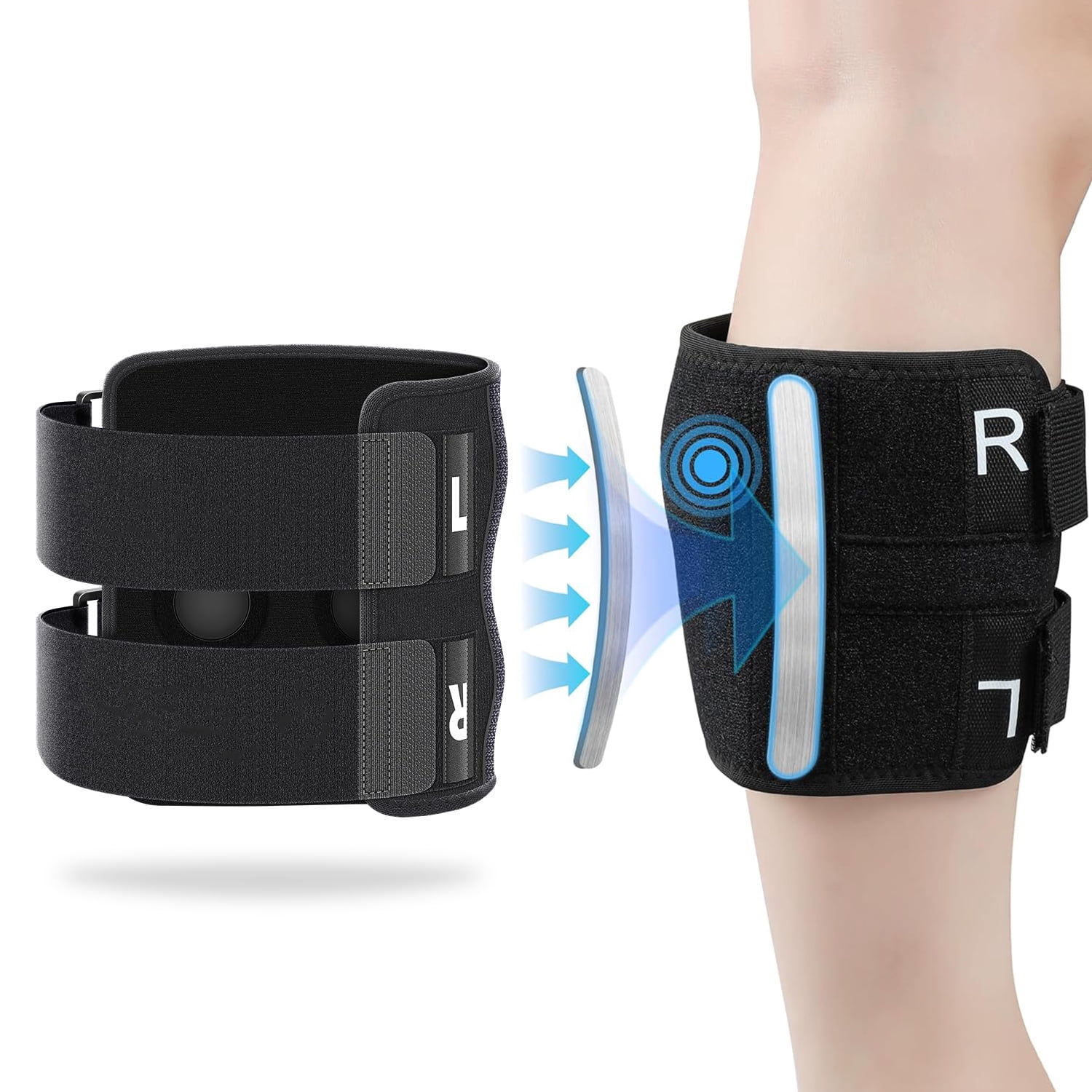 Sciatica Pain Relief Devices Brace,Sciatic Ease Calf Support Brace for Leg Shin Pain Relief,Sciatic Nerve Knee Brace with Dual Adjustable Pressure Pads Targeted Compression, Fits for Men and Women
