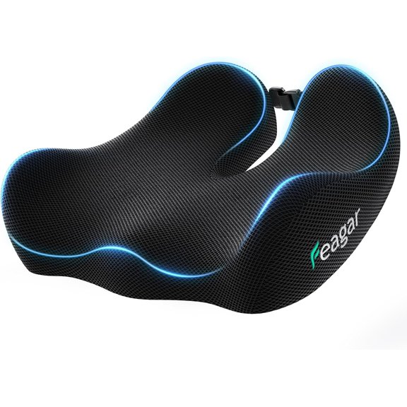 Office Chair Cushion for Sciatica & Tailbone Pain Relief Extra Thick Memory Foam Seat Long Sitting, Desk Wheelchair, Non-Slip Bottom