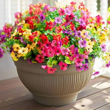 Scidweet 12 Bundles Artificial Fake Flowers Outdoor, Faux Plants for Home Garden Decor, Multicolor
