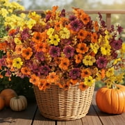 Scidweet 12 Bundles Fall Artificial Flowers for Outdoor, Autumn Faux Plants Fake Silk Flowers Fall Decorations for Home Yard Garden Thanksgiving Christmas