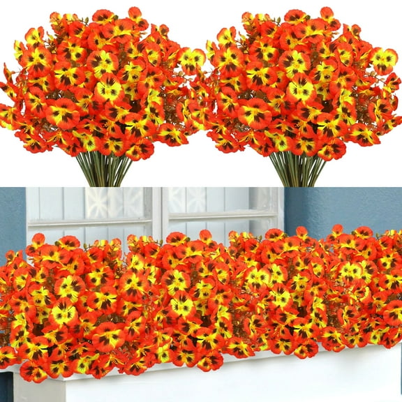 Scidweet Artificial Fall Flowers for Outdoors, 12 Bundles Autumn Faux Fake Flowers Fall Decorations for Home Garden Porch Decor, Orange