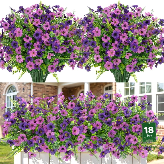 Scidweet Artificial Flowers for Outdoors, 18 Bundles Faux Fake Flowers Plants UV Resistant No Fade for Home Garden Porch Patio Decor