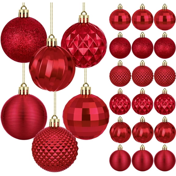 Scidweet Christmas Balls Ornaments, 18 Pcs 2.36" Hanging Balls Christmas Tree Decorations Sets Xmas Ornaments for Indoor Outdoor Holiday Party Xmas Home Decor, Red