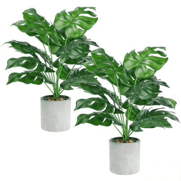 Scidweet 2 Packs Fake Plants, Artificial Tropical Small Faux Pot Plants Indoor Home Office Table Kitchen Bathroom Decor