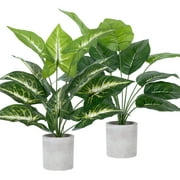 Scidweet 2 Pack Fake Plants, Artificial Tropical Small Pot Plants Indoor Office Table Kitchen Bathroom Home Decor