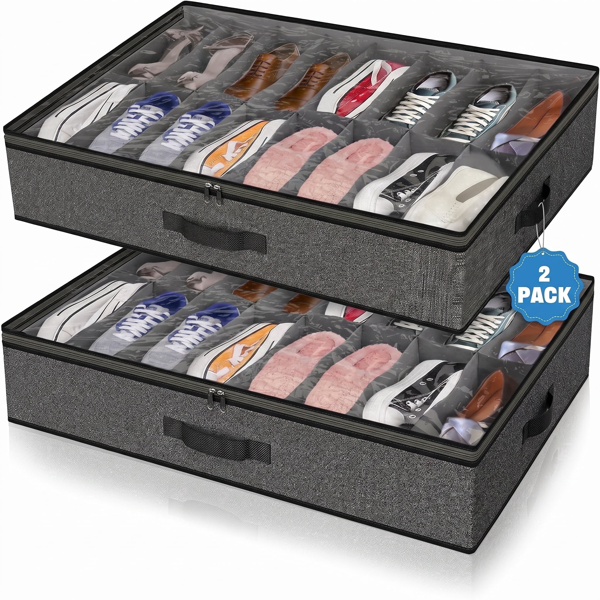 SCIDWEET 2-PACK UNDER BED SHOE STORAGE ORGANIZER for Closet