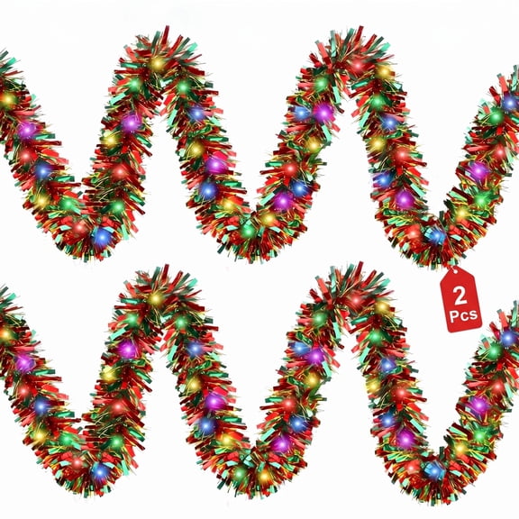Christmas Foil Garland, 6.56 Ft Shimmering Tree Streamer with Flexible ...