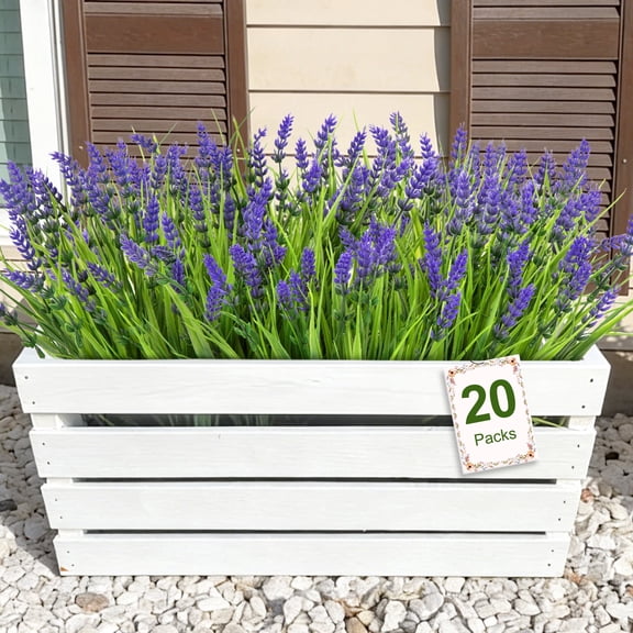 Scidweet Artificial Plants Outdoor, 20 Bundles Fake Plant Faux Monkey Grass Spring Summer for Window Garden Home Decor, Purple
