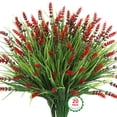 thumbnail image 1 of Scidweet Artificial Plants Outdoor, 20 Bundles Fake Plant Faux Monkey Grass Spring Summer for Window Garden Home Decor, Red, 1 of 9