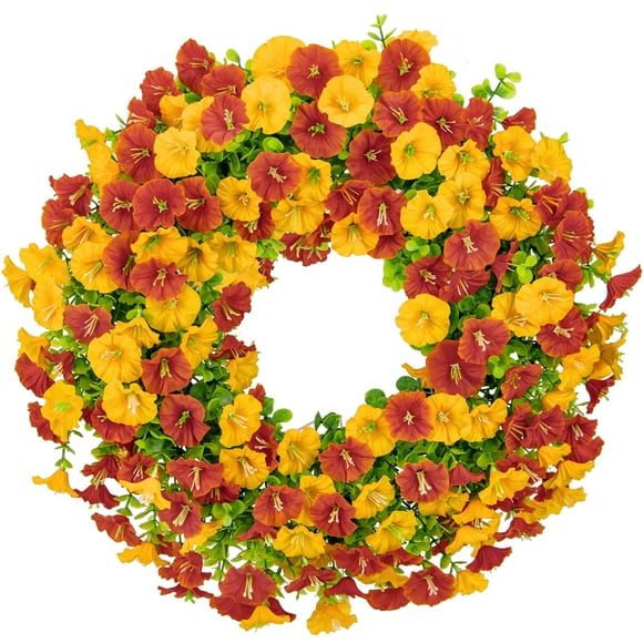 Scidweet Fall Wreath for Front Door Decor, 20" Artificial Morning Glory Fall Wreath Indoor Outdoor Farmhouse Window Wall Fall Decoration for Home