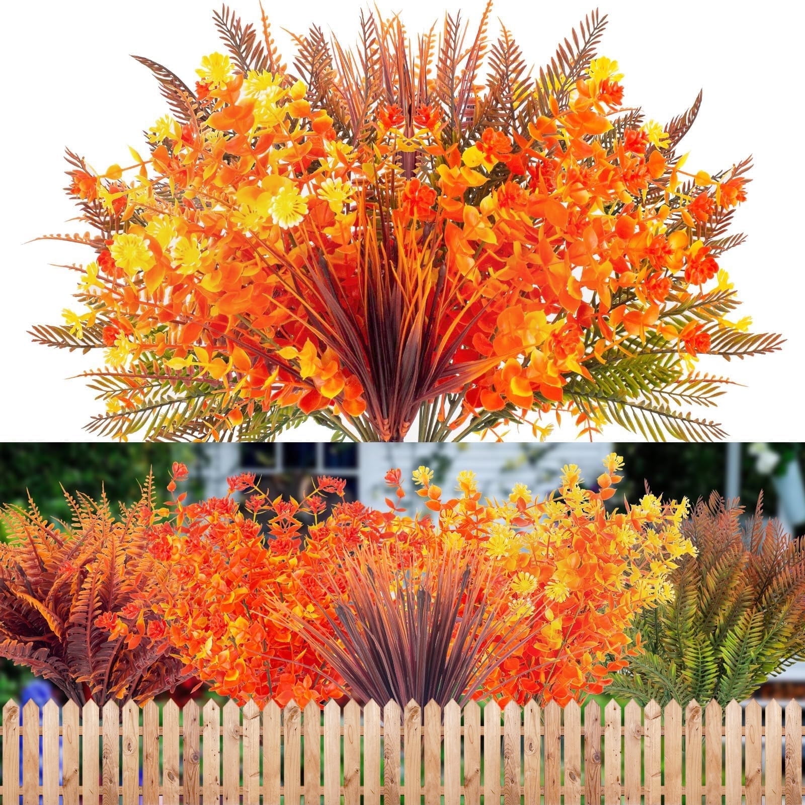 Scidweet 20 Bundles Artificial Fall Flowers, Fake Fall Decorations for Home Outdoor Autumn Garden Thanksgiving Decor